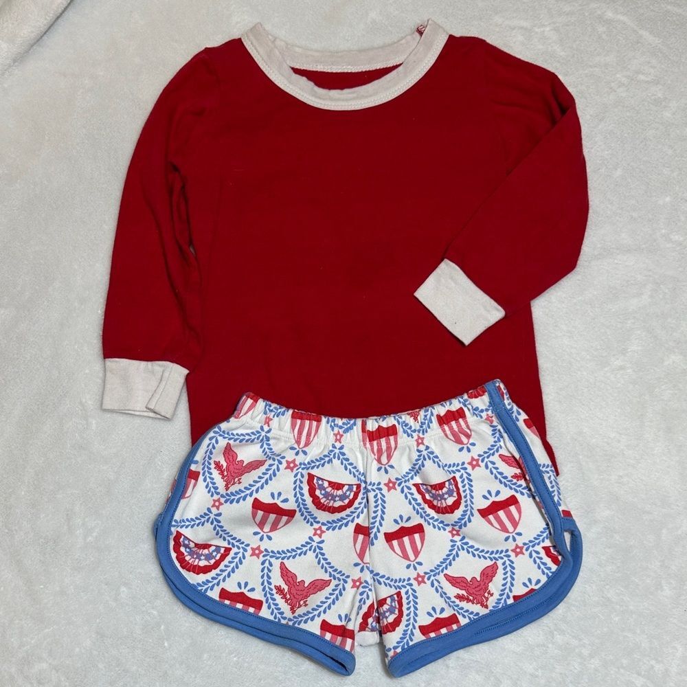 NWOT The Beaufort Bonnet Co. patriotic print 100%pima shorts 12/18mo